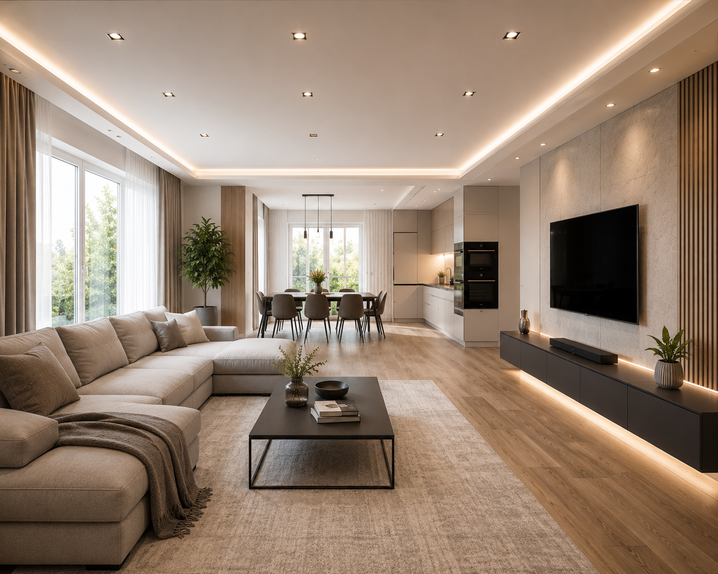 Modernisierte Wohnung mit offenem Wohn- und Küchenbereich
